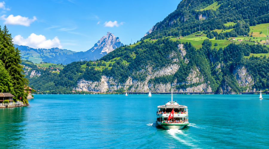 Scenic Lake Lucerne cruise surrounded by the Swiss Alps