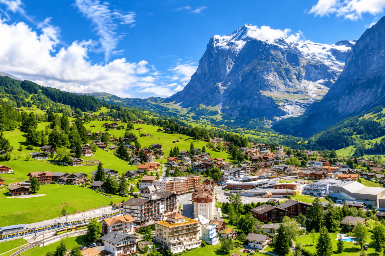 Grindelwald village surrounded by the Swiss Alps